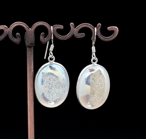 Sterling Silver Titanium Coated Druzy Agate Earrings