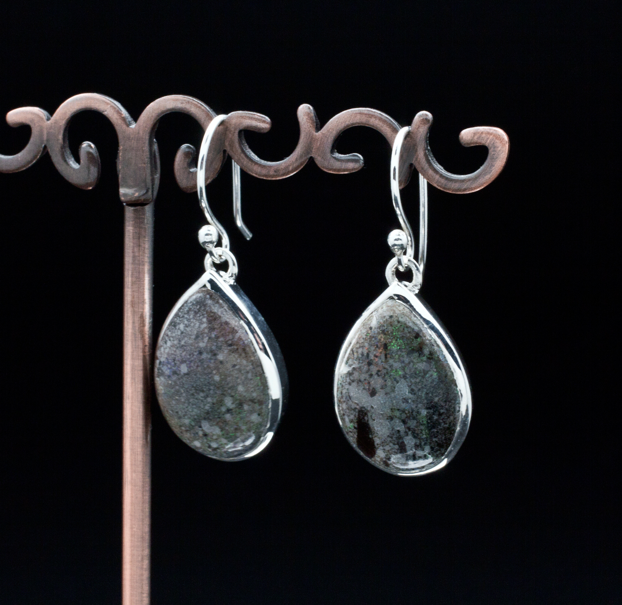 Sterling Silver Matrix Opal Earrings
