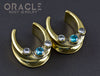 7/8" (22mm) Brass Saddles with Faceted Swiss Topaz and Clear CZ