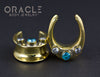 7/8" (22mm) Brass Saddles with Faceted Swiss Topaz and Clear CZ