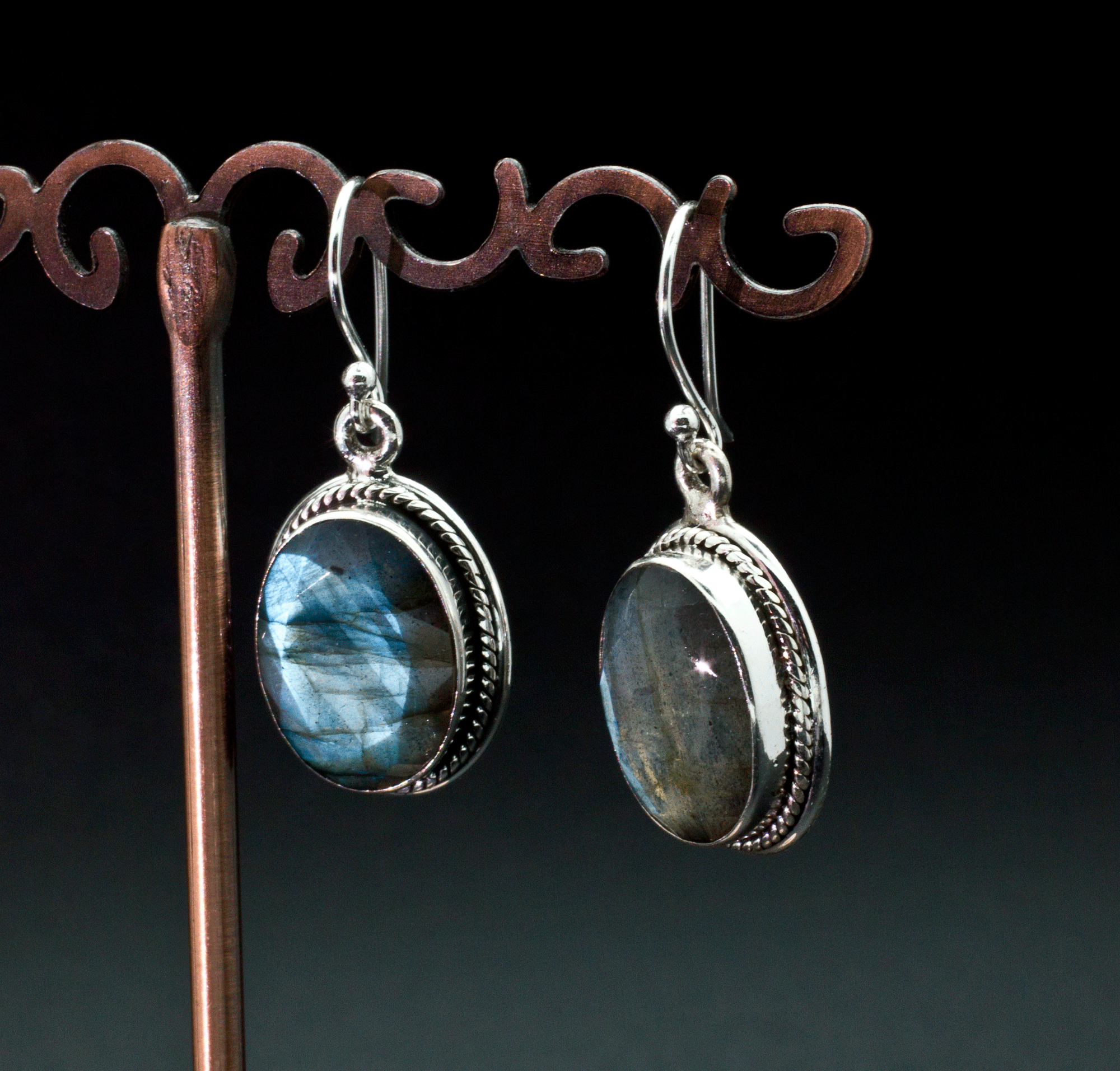 Sterling Silver Faceted Labradorite Earrings