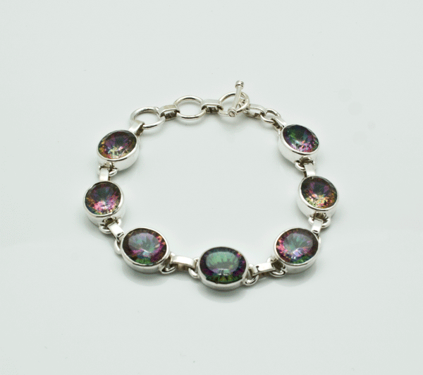 Bracelet Pendentif En Argent Avec Topaze Mystique - Neuf Sans Emballage