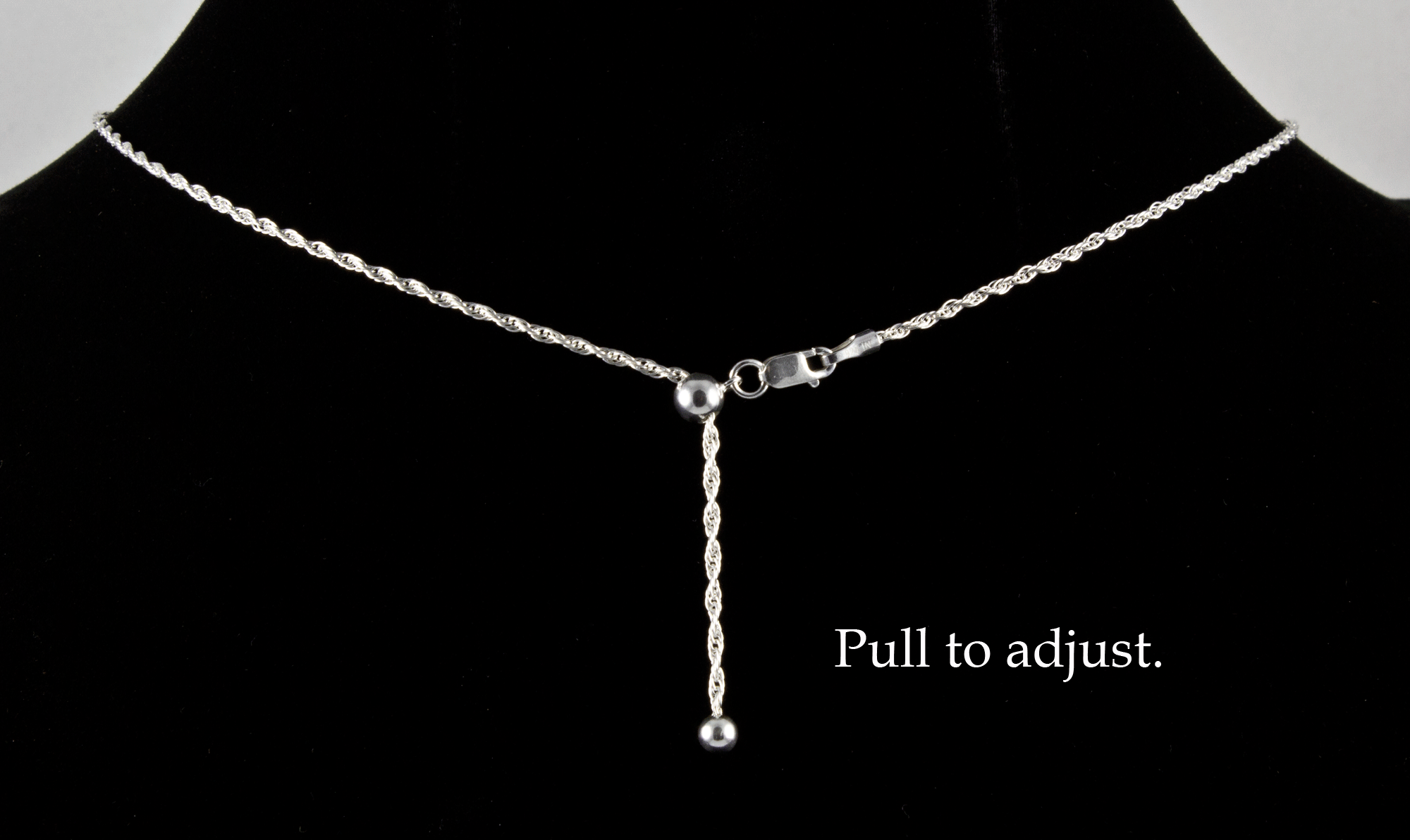 Sterling Silver Adjustable Rope Chain