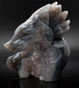 Agate and Amethyst Druzy Wolf Carving