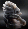 Agate and Amethyst Druzy Wolf Carving
