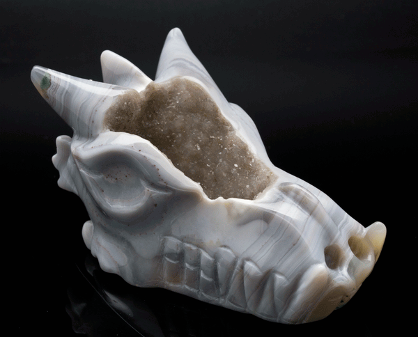 Druzy Agate Carved Dragon