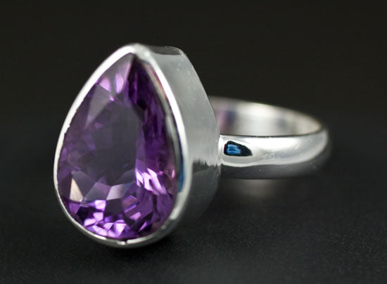 Sterling Silver Ring Amethyst Size 7