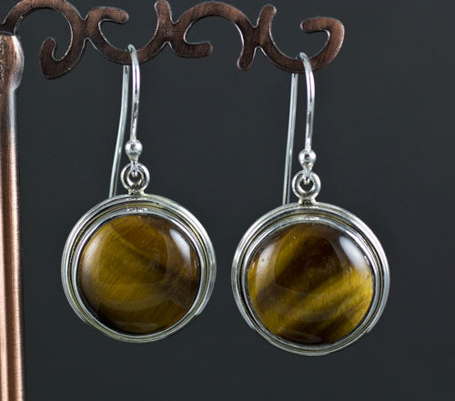 Sterling Silver Yellow Tiger Eye Earrings
