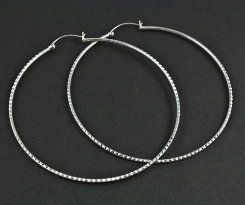 Sterling Silver Large Textured Hoops
