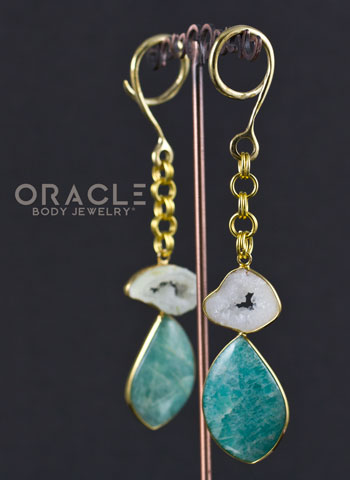 Crossover With Gold Plated Agate Geode and Amazonite