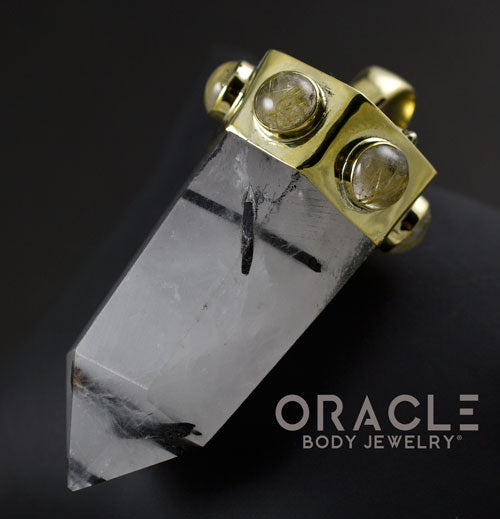 Zuul Pendant with Tourmalated Quartz Point and Rutilated Quartz Accents