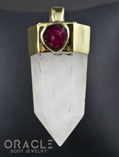Zuul Pendant with Quartz Point and Watermelon Tourmaline and Rutilated Quartz Accents