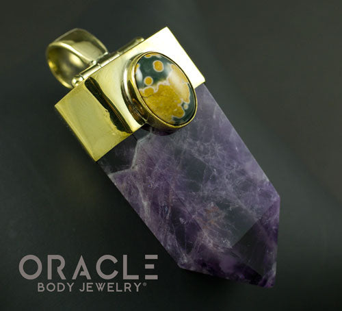 Zuul Pendant with Amethyst Point and Ocean Jasper and Amazonite Accents