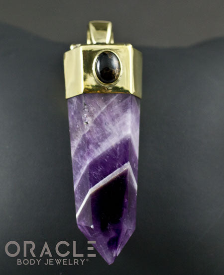 Zuul Pendant with amethyst Point and Copper Infused Obsidian Accents