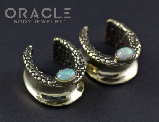 3/4" (19mm) Brass Saddles with Nugget Texture and Ethiopian Opals