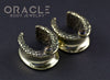 3/4" (19mm) Brass Saddles with Nugget Texture and Obsidian with Copper