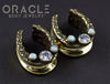 7/8" (22mm) Brass Saddles with Nugget Texture and White Synthetic Opals and CZs