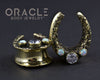 7/8" (22mm) Brass Saddles with Nugget Texture and White Synthetic Opals and CZs