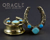 7/8" (22mm) Brass Saddles with Nugget Texture and Natural Turquoise and Blue Synthetic Opals