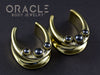 7/8" (22mm) Brass Saddles with Triple Hematite Cabochons