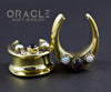 7/8" (22mm) Brass Saddles with Amethyst and White Synthetic Opals