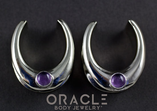 7/8" (22mm) White Brass Saddles with Amethyst