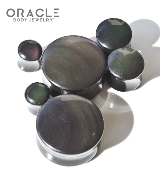 Rainbow Obsidian Double Flare Plugs