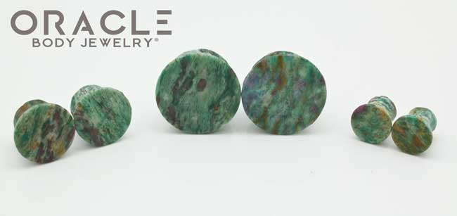 Ruby In Fuschite Mayan Style Flare Plugs