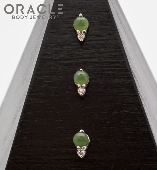 14k Gold Jade and Diamond Threadless End