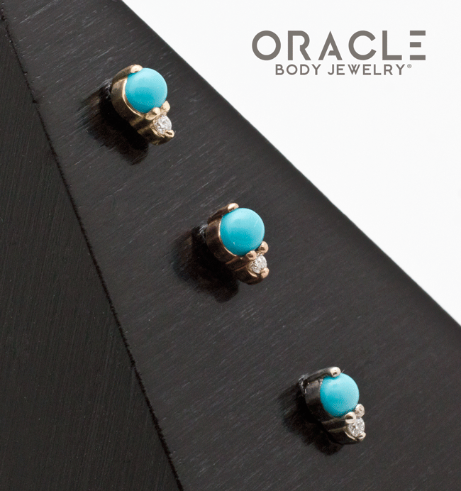 14k Turquoise and Diamond Threadless End