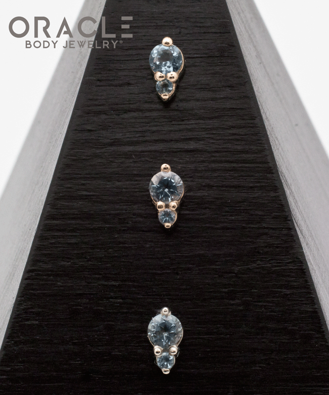 14K Gold Double Aquamarine Threadless End