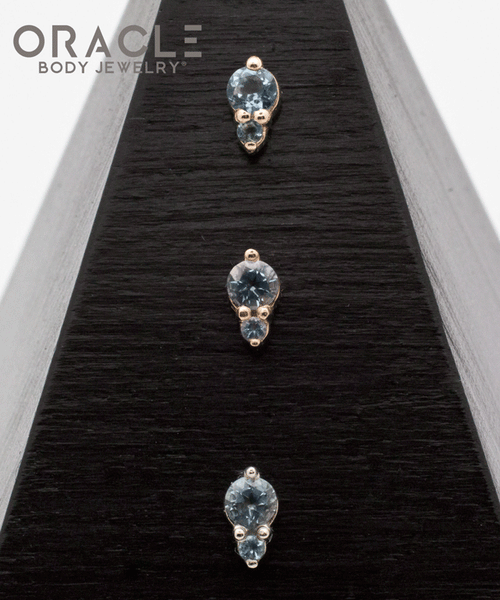 14K Gold Double Aquamarine Threadless End