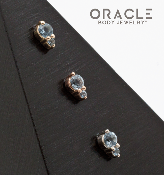 14K Gold Double Aquamarine Threadless End