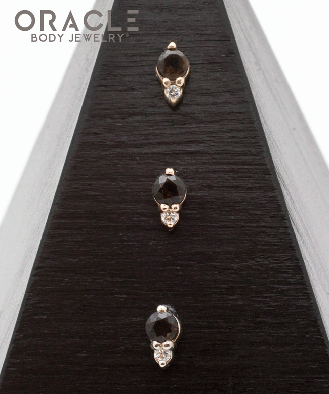14k Smoky Quartz with Diamond Threadless End