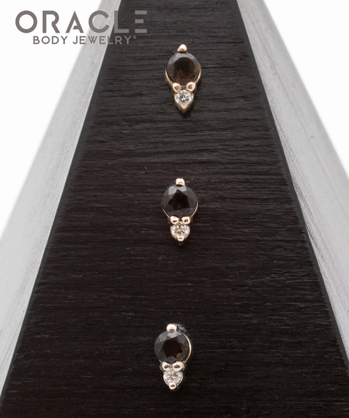 14k Smoky Quartz with Diamond Threadless End