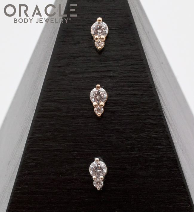 14k Double CZ Threadless End