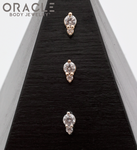 14k Double CZ Threadless End