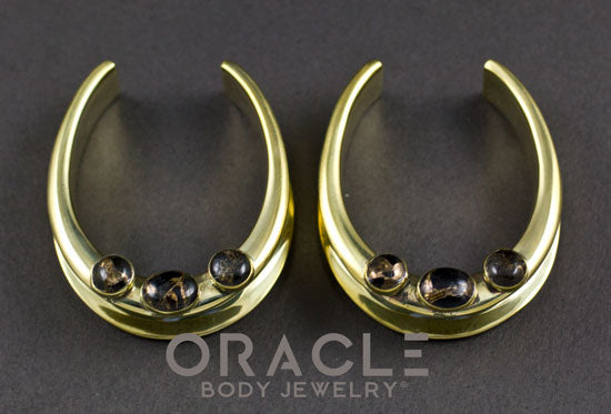 1-1/2" (38mm) Brass Saddles with Copper Infused Obsidian