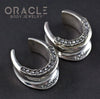 3/4" (19mm) Sterling Silver Saddles with Channel Set Grey Raw Polished Diamonds