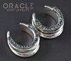 1" (25mm) Sterling Silver Saddles with Channel Set Blue and Grey Raw Diamonds
