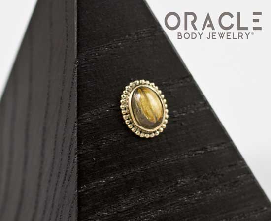 14k Rutilated Quartz Oval Threadless Gold End