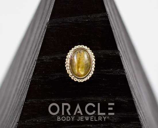 14k Rutilated Quartz Oval Threadless Gold End