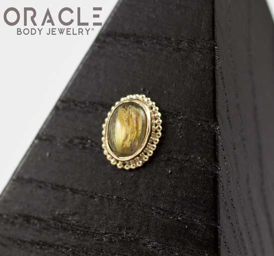 14k Rutilated Quartz Oval Threadless Gold End
