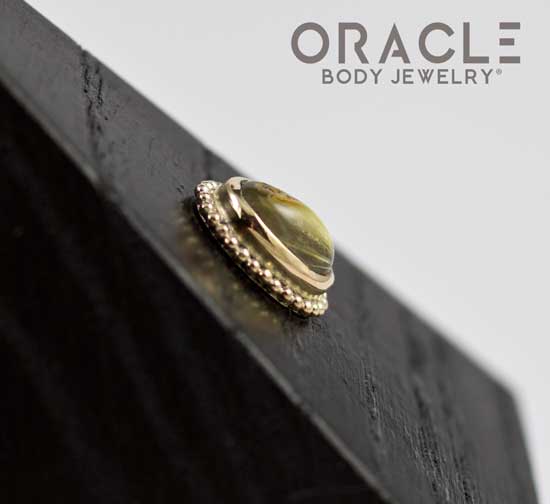 14k Rutilated Quartz Oval Threadless Gold End