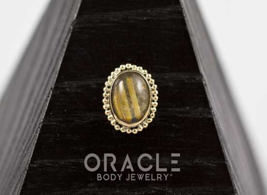14k Rutilated Quartz Oval Threadless Gold End