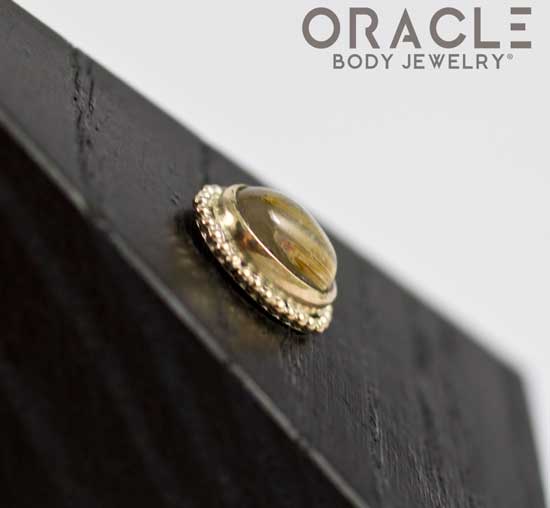 14k Rutilated Quartz Oval Threadless Gold End