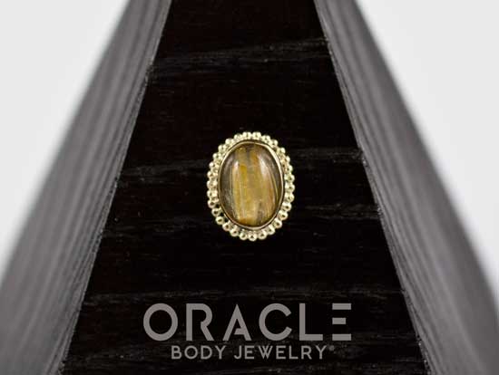 14k Rutilated Quartz Oval Threadless Gold End