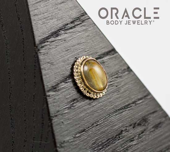 14k Rutilated Quartz Oval Threadless Gold End