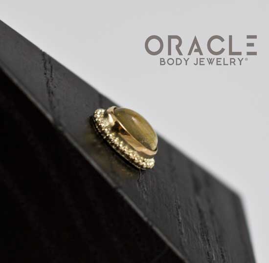 14k Rutilated Quartz Oval Threadless Gold End