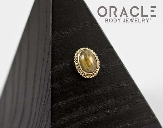 14k Rutilated Quartz Oval Threadless Gold End
